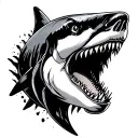 Half shark, Half DODGE RAM surrounded tattoo design idea