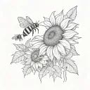 see you again album cover,  sunflower, bee flying tattoo design idea