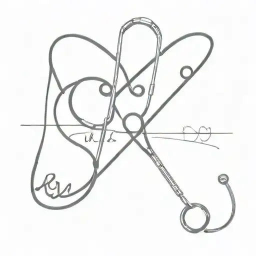 A stethoscope forming the shape of a heart with the initials 'XOXO' intertwined within the design tattoo design idea