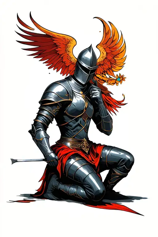 knight kneeling tattoo design idea