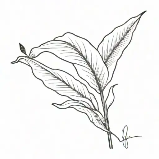 peace lily fine line with initials  tattoo design idea