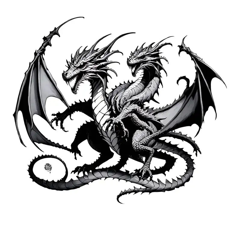 Dragons with Necromancer tattoo design idea