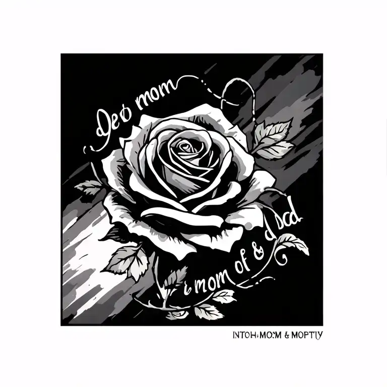 mom & dad rose tattoo showing death of mom written tattoo design idea