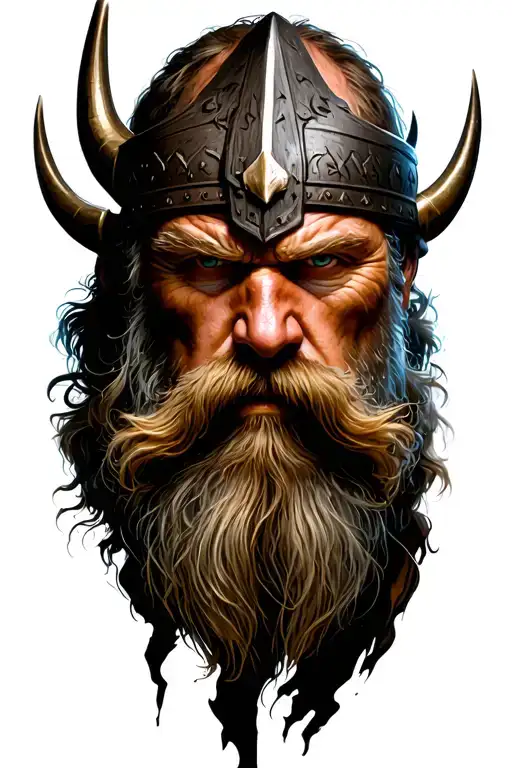 viking headshot breaking chanes tattoo design idea