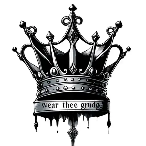 writing that says wear the grudge like a crown, add a tool band styled crown on top  tattoo design idea