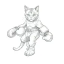 A cat boxer stands in a fighter's stance wearing boxing gloves  tattoo design idea