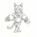 A cat boxer stands in a fighter's stance wearing boxing gloves  tattoo design idea