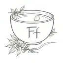 bowl soup letters F E L R A N C O R tattoo design idea