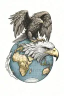 eagle on top of a globe made from a skull tattoo design idea