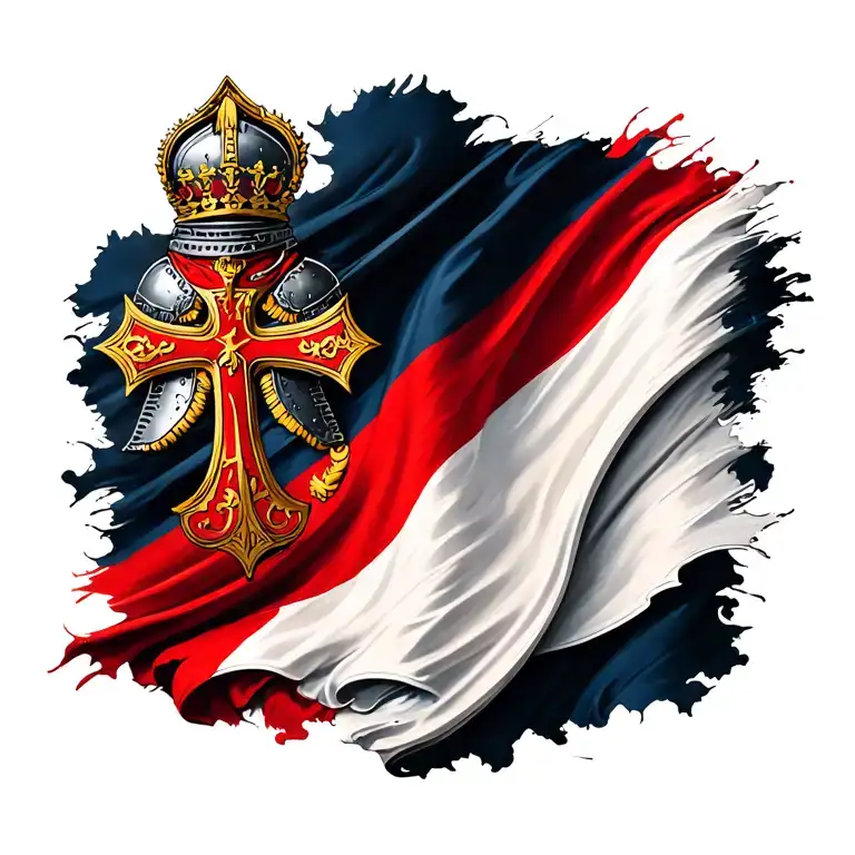 Polish Flag with knight and cross tattoo design idea