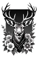 country and flowers with antlers intertwined with barbed wire for a spine tattoo design idea