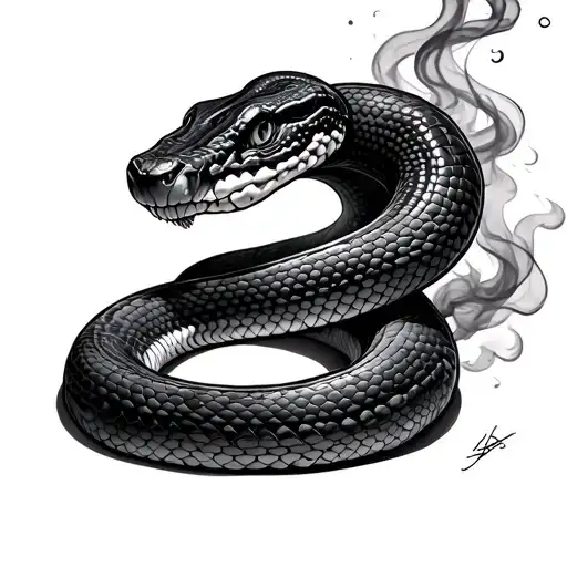 snake with smoke behind it tattoo design idea