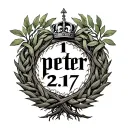"1 peter 2:17" crown and olive wreath and celtic tree of life tattoo design idea