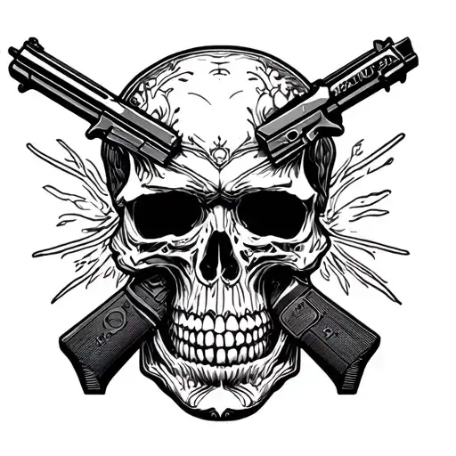 Glocks and Skulls tattoo design idea