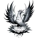 Phoenix Rising From Lotus tattoo design idea