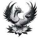 Phoenix Rising From Lotus tattoo design idea