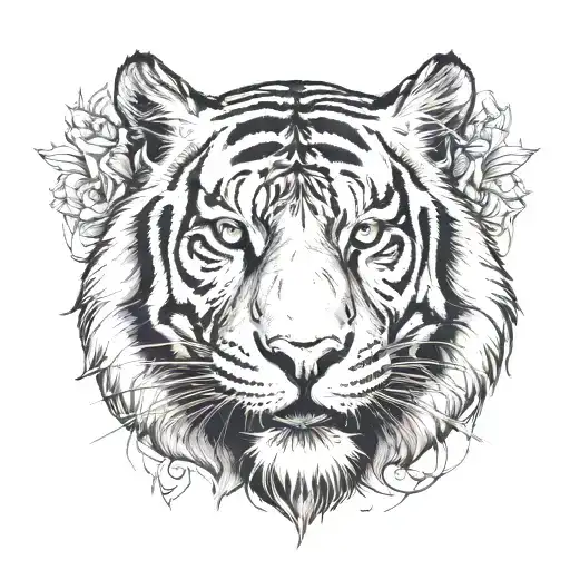White tiger, black tiger, tiger face tattoo tattoo design idea
