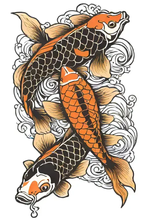 2 baby koi fish tattoo design idea