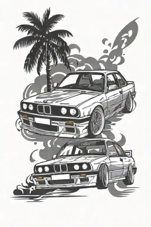 bmw e30 drift tattoo design idea