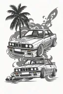 bmw e30 drift tattoo design idea
