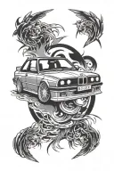 bmw e30 drift tattoo design idea