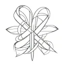 A minimalist design of a martial arts black belt intertwined with a Christian cross symbol tattoo design idea