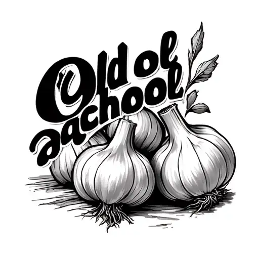 "Old achool" garlic bulbs tattoo design idea