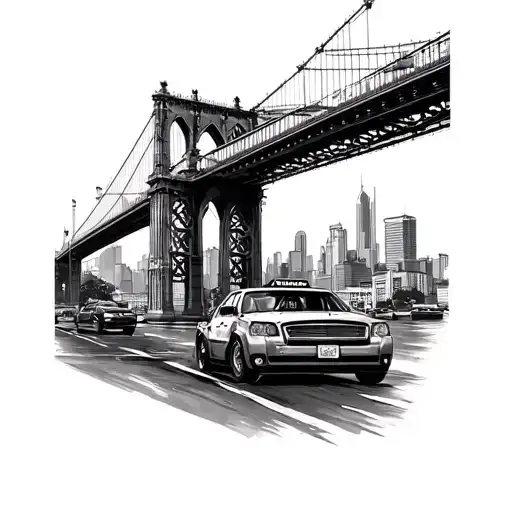 Tattoo by taxi from the cabled bridge of the city of São Paulo tattoo design idea