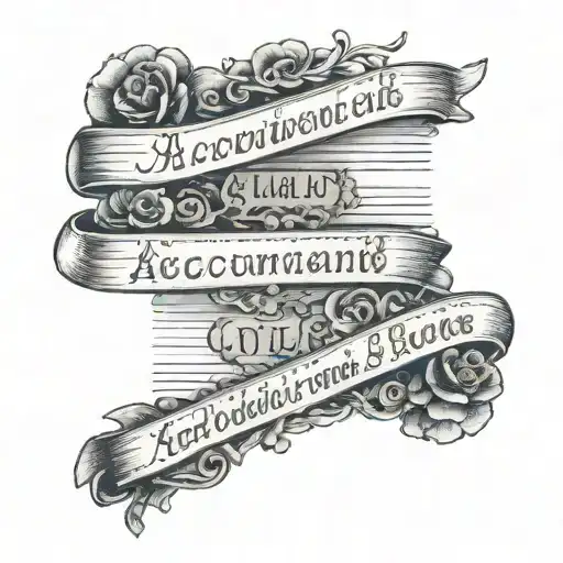 An accountant's ledger with philosophical quotes written in script tattoo design idea