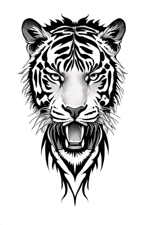 tiger face tattoo design idea