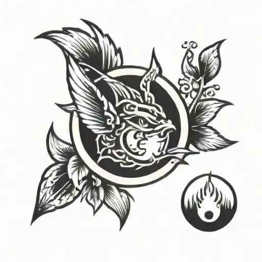 Small ember with black circle tattoo tattoo design idea