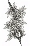 Scissors with a sharp tip and floral handle tattoo design idea