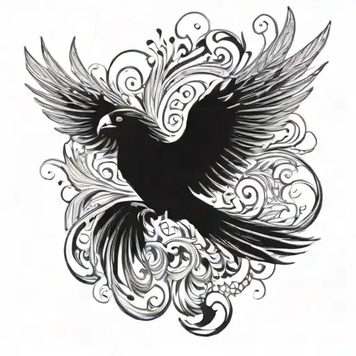 phoenix with outstretched wings tattoo design idea