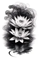 Filler smoke wispy soft shading waterlily flower tattoo design idea