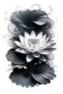 Filler smoke wispy soft shading waterlily flower tattoo design idea