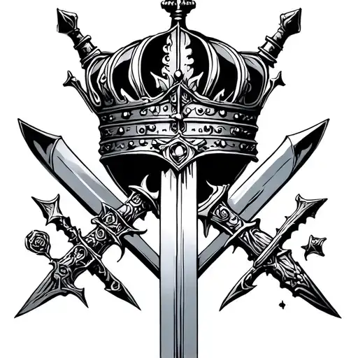 3 swords through a crown tattoo design idea