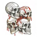 skulls vampires color blood dripping tattoo design idea