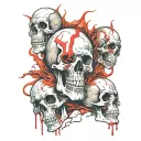 skulls vampires color blood dripping tattoo design idea
