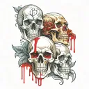 skulls vampires color blood dripping tattoo design idea