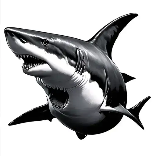 feminem shark swimming tattoo design idea