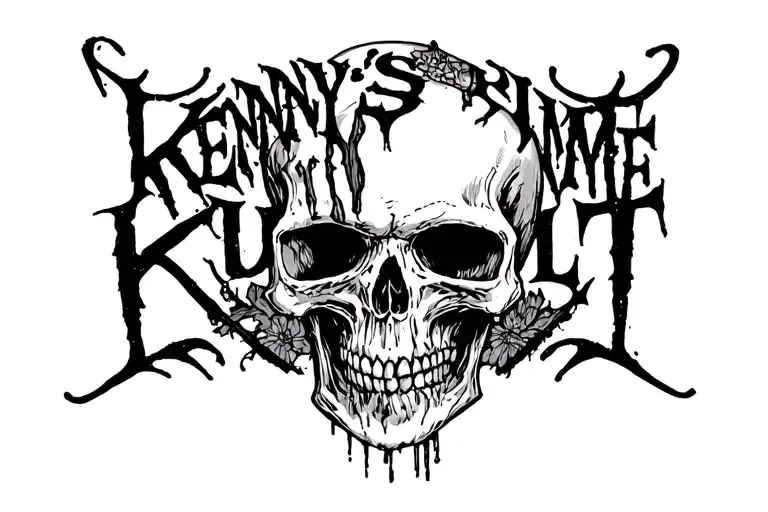 "Kenny's Crime Kult" Skull and death tattoo design idea