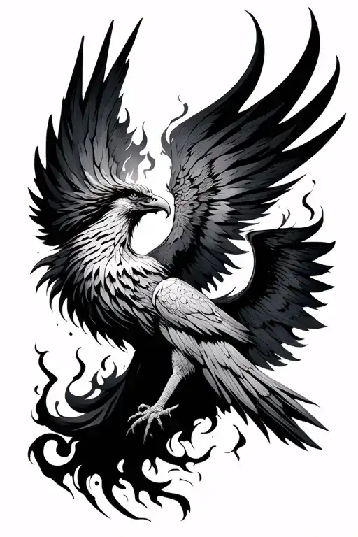 Phoenix rising from ashes tattoo design idea