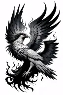 Phoenix rising from ashes tattoo design idea