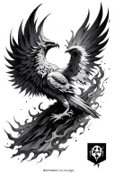 Phoenix rising from ashes tattoo design idea