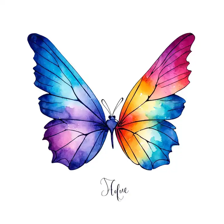 infinity with butterfly wings and names incorporated tattoo design idea