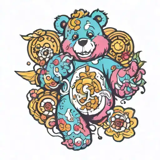Care bear health tattoo design idea
