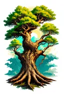 Turbocharged tree tattoo design idea