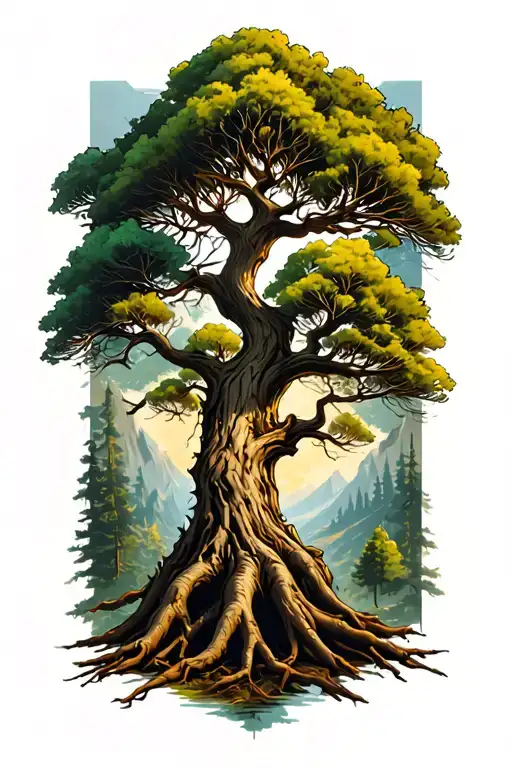 Turbocharged tree tattoo design idea