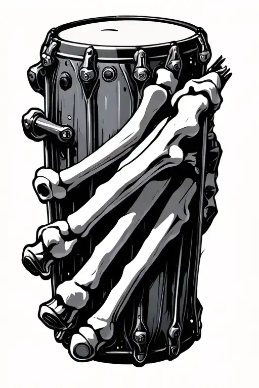 cybernetic forearm drum sticks bones tattoo design idea