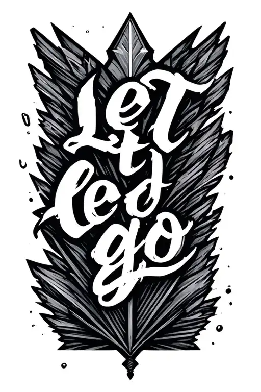 arrow with script lettering between the arrow tip and end sayingLet it go. tattoo design idea